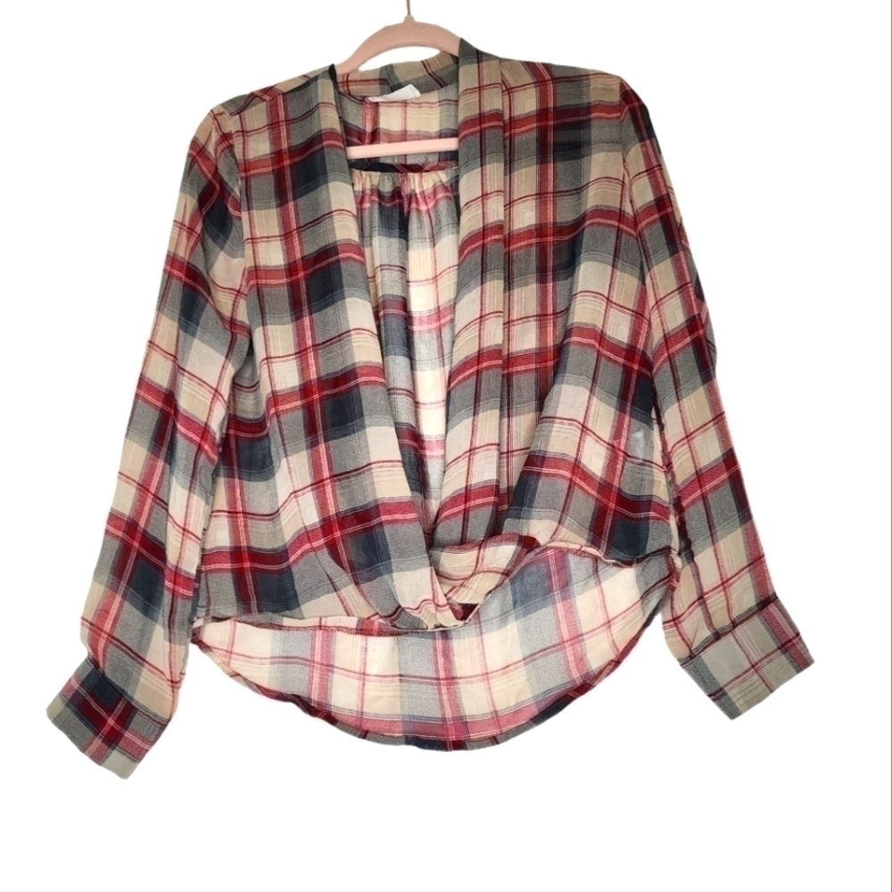 𝅺sophie Rue Sheer Plaid Blouse